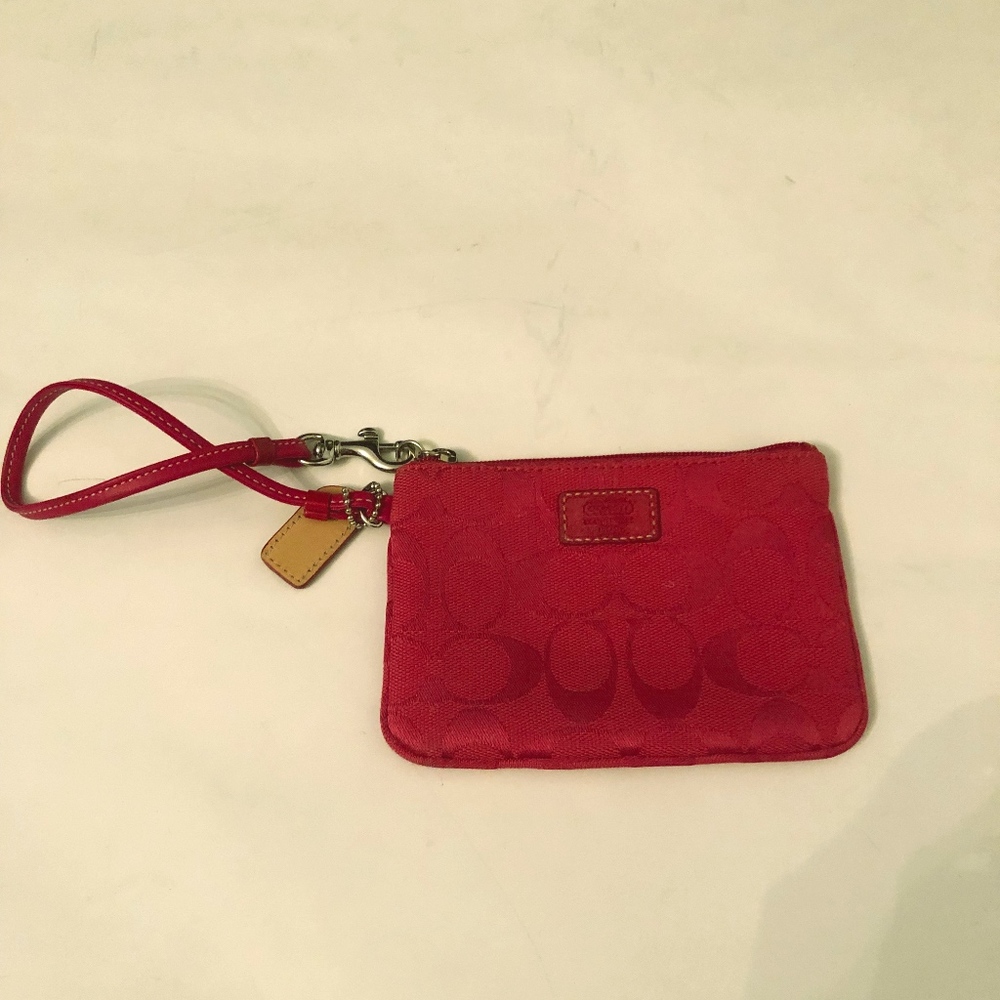 Coach Signature Fuchsia Skinny Small Wristlet